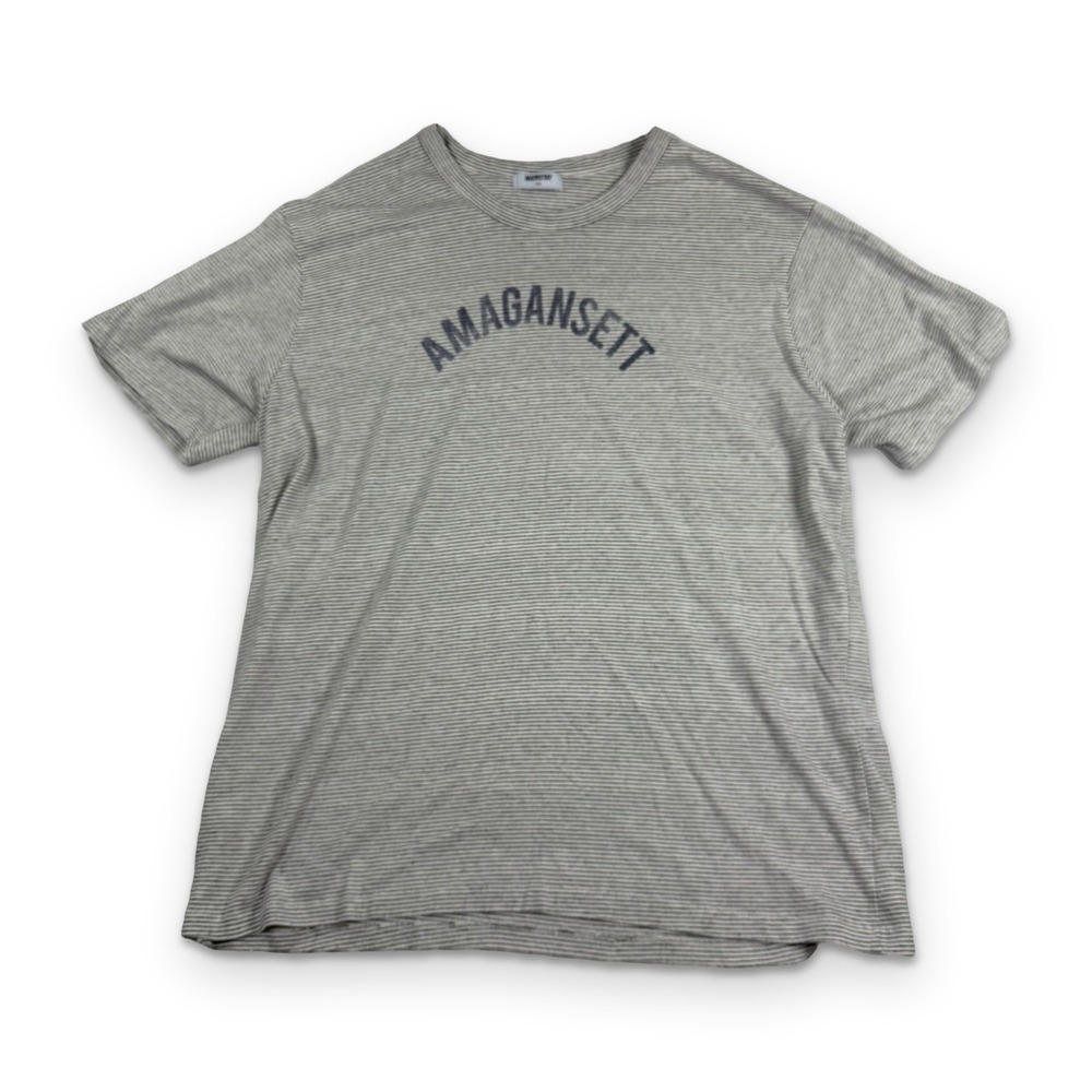 Mainstay Amagansett Striped Graphic‎ T-Shirt XXL Gray Navy Mens Short Sleeve